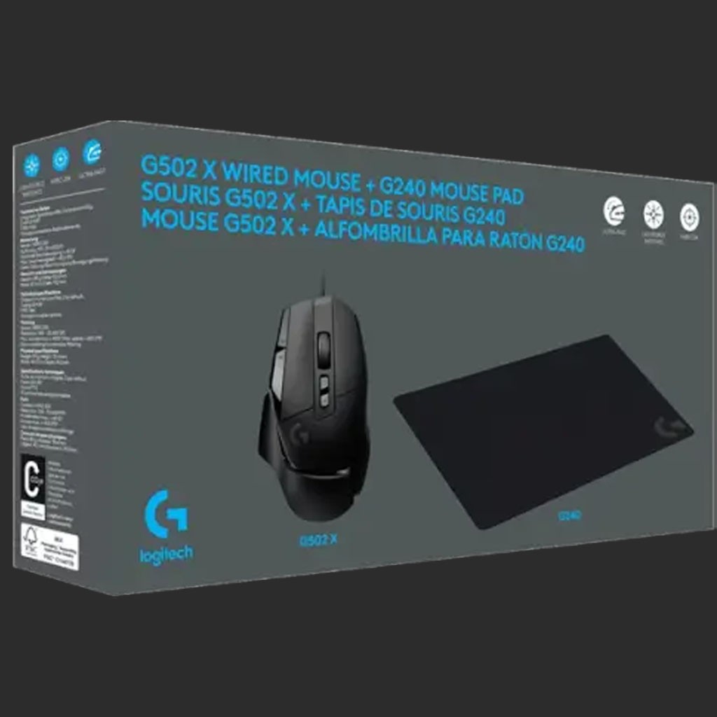 �� ���� ������� ���� ����� - Logitech - G502X Wired + G240 Mouse Pad 34x28 cm
