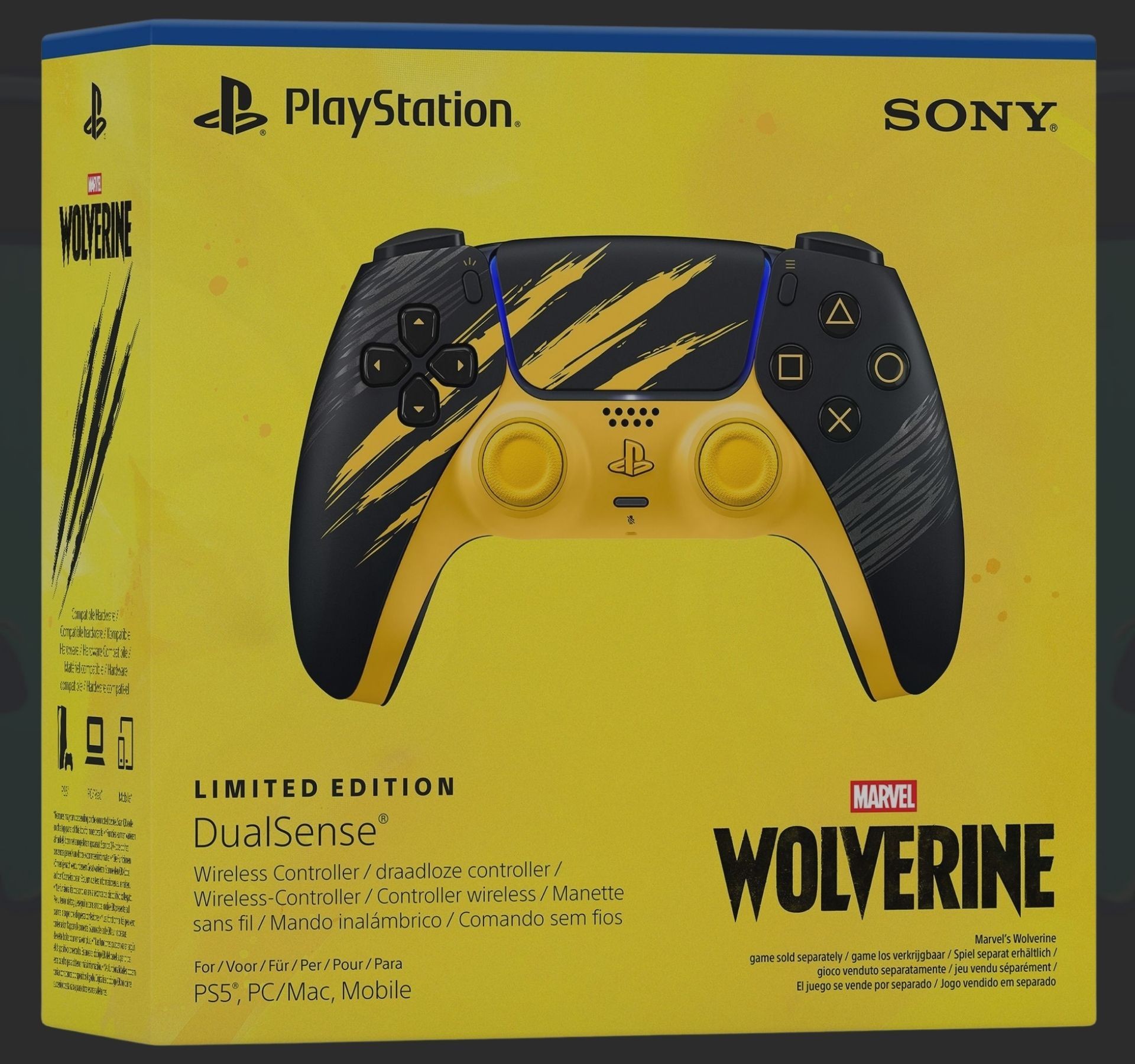 PS5 DualSense Wireless Controller Marvels Wolverine Battle Yellow Limited Edition