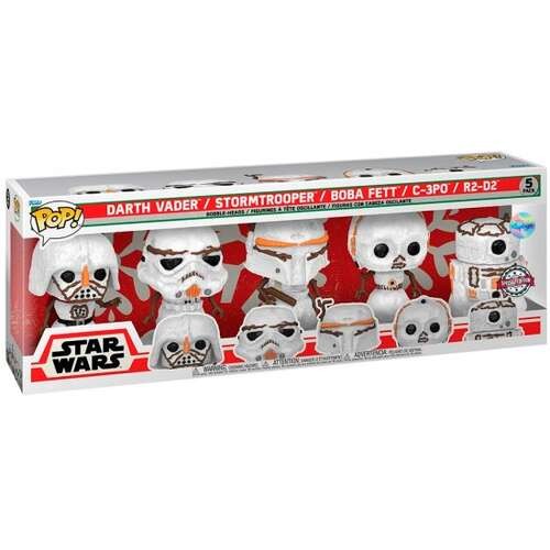 בובת פופ מארז 5 - Star Wars Holidays Snowman - Darth Vader/ Stormtrooper/ Boba Fett/ C-3PO/ R2-D2 בובת פופ מארז 5 - Star Wars Holidays Snowman - Darth Vader/ Stormtrooper/ Boba Fett/ C-3PO/ R2-D2