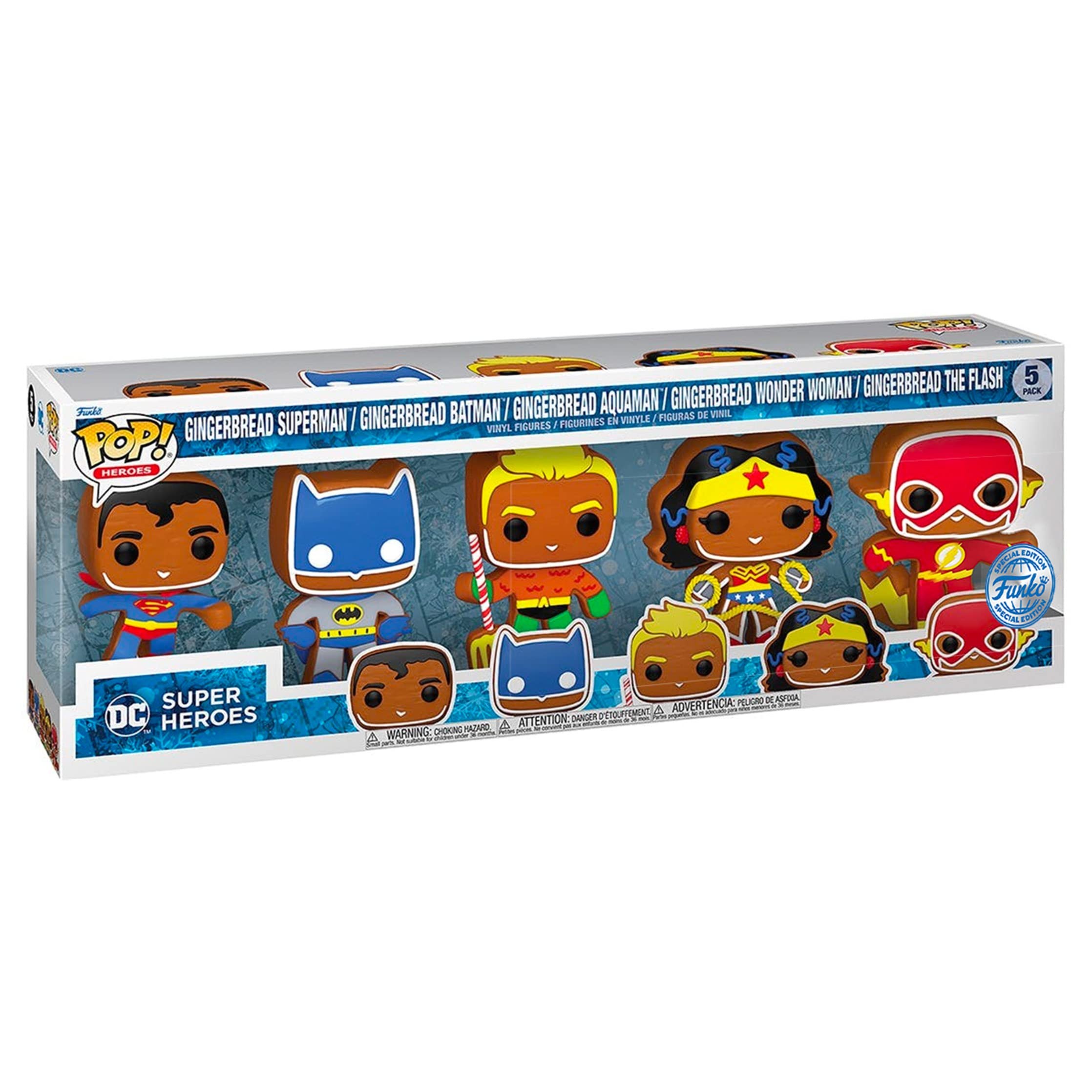 בובת פופ מארז 5 - DC Super Heroes Holidays Gingerbread - Superman/ Batman/ Aquaman/ Wonder Woman/ the Flash בובת פופ מארז 5 - DC Super Heroes Holidays Gingerbread - Superman/ Batman/ Aquaman/ Wonder Woman/ the Flash