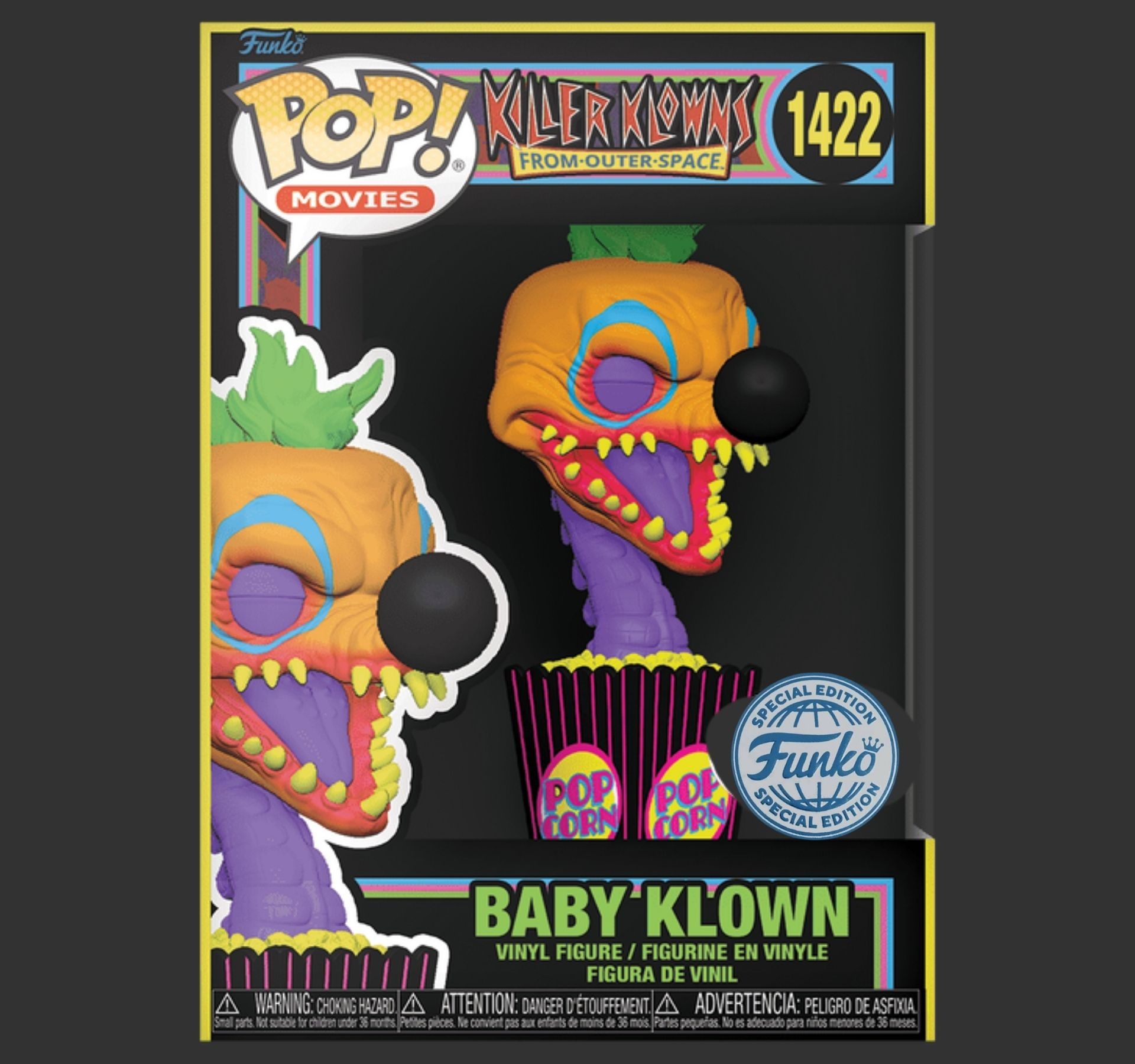 Funko Pop Killer Klowns From outer space Baby Klown 1422 SE Black Light