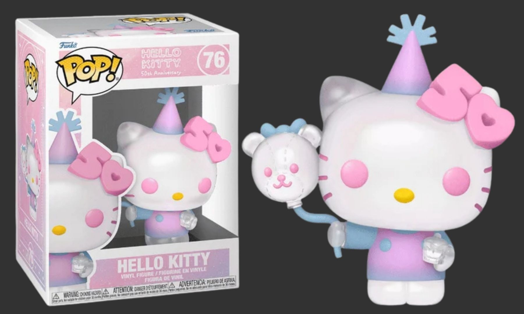 בובת פופ הלו קיטי עם בלונים – Hello Kitty with Balloons #76, Hello Kitty 50th Anniversary בובת פופ הלו קיטי עם בלונים – Hello Kitty with Balloons #76, Hello Kitty 50th Anniversary