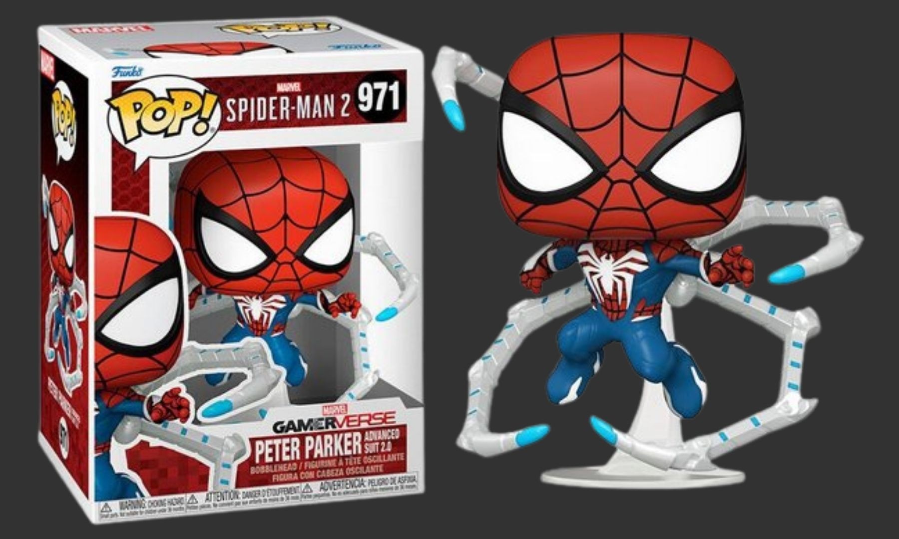 בובת פופ פיטר פארקר - Spider-man 2 Peter Parker Advanced Suit 2.0 #971 בובת פופ פיטר פארקר - Spider-man 2 Peter Parker Advanced Suit 2.0 #971