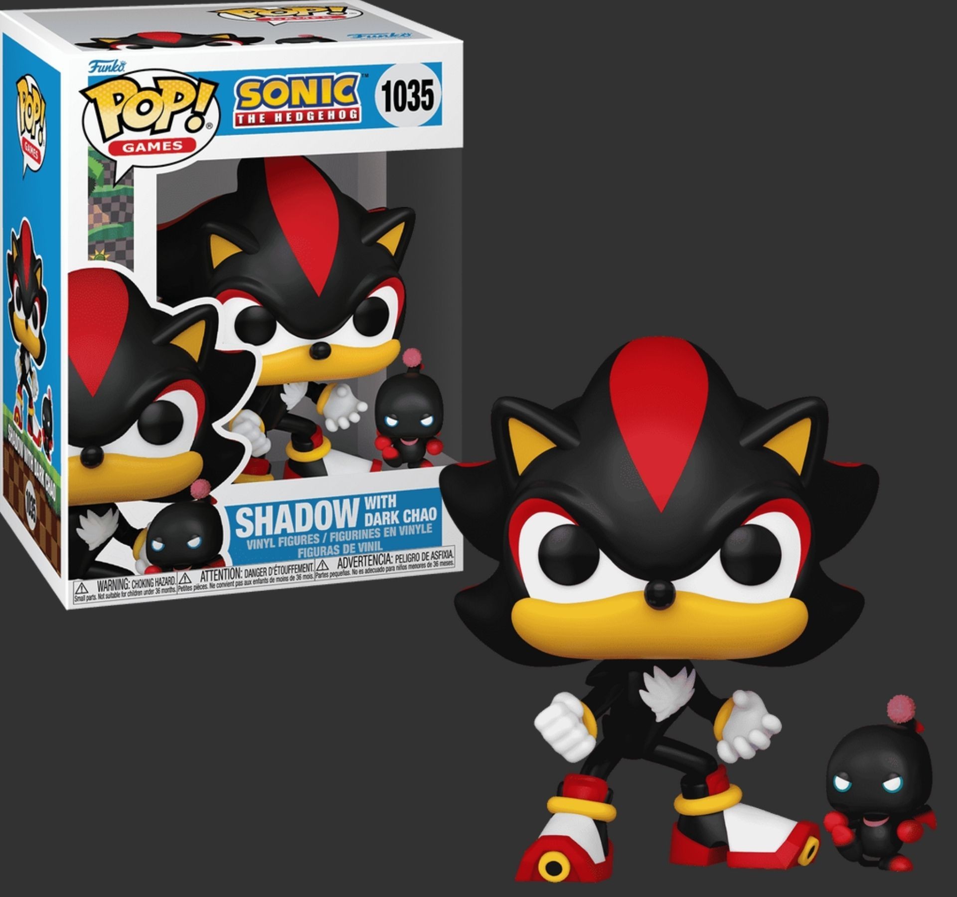 בובת פופ שאדו וצ’או אפל – Shadow with Dark Chao #1035, Sonic the Hedgehog בובת פופ שאדו וצ’או אפל – Shadow with Dark Chao #1035, Sonic the Hedgehog