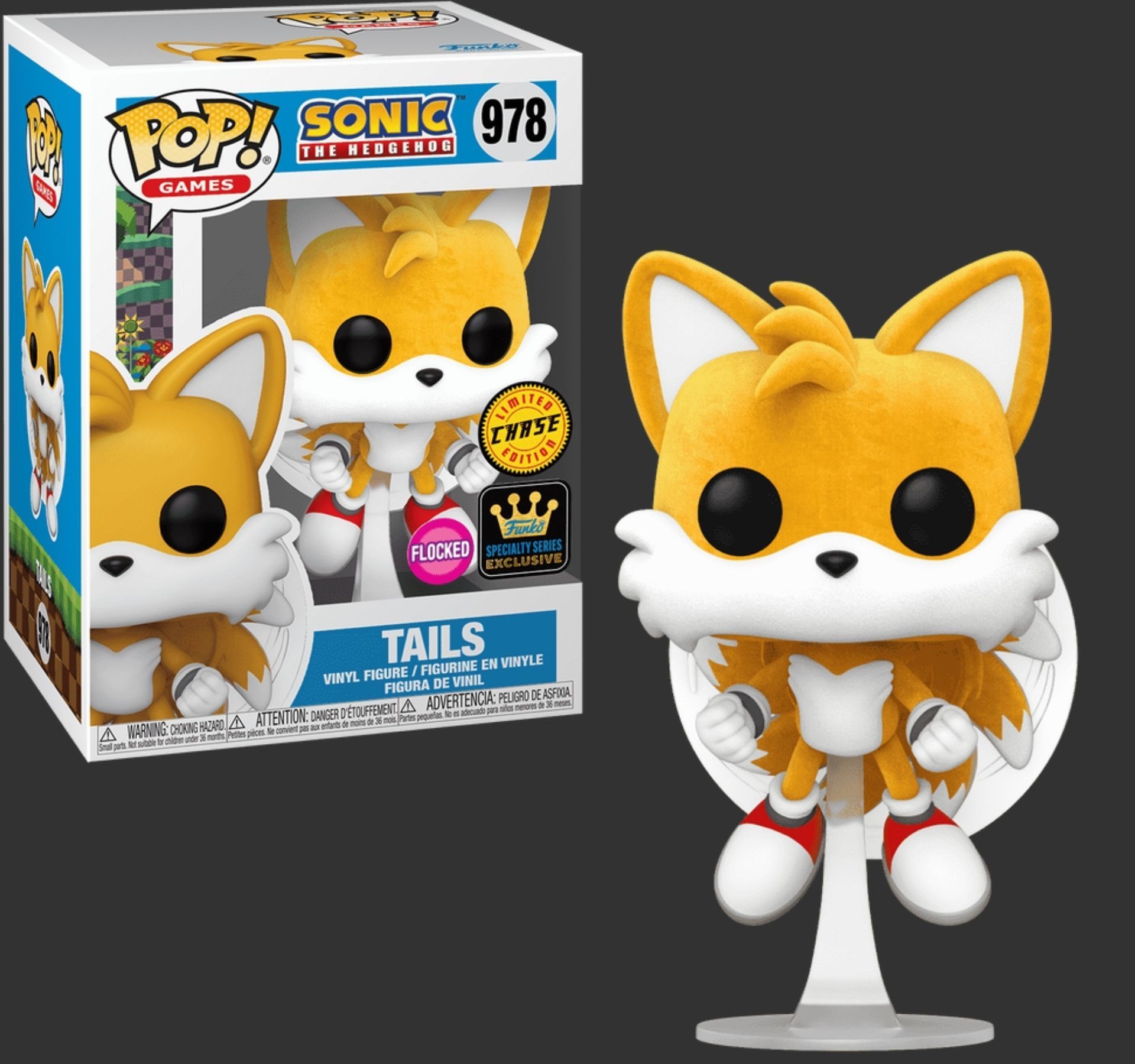 בובת פופ טיילס מעופף פרוותי – Tails (Flocked) #978, Sonic the Hedgehog Chase בובת פופ טיילס מעופף פרוותי – Tails (Flocked) #978, Sonic the Hedgehog Chase