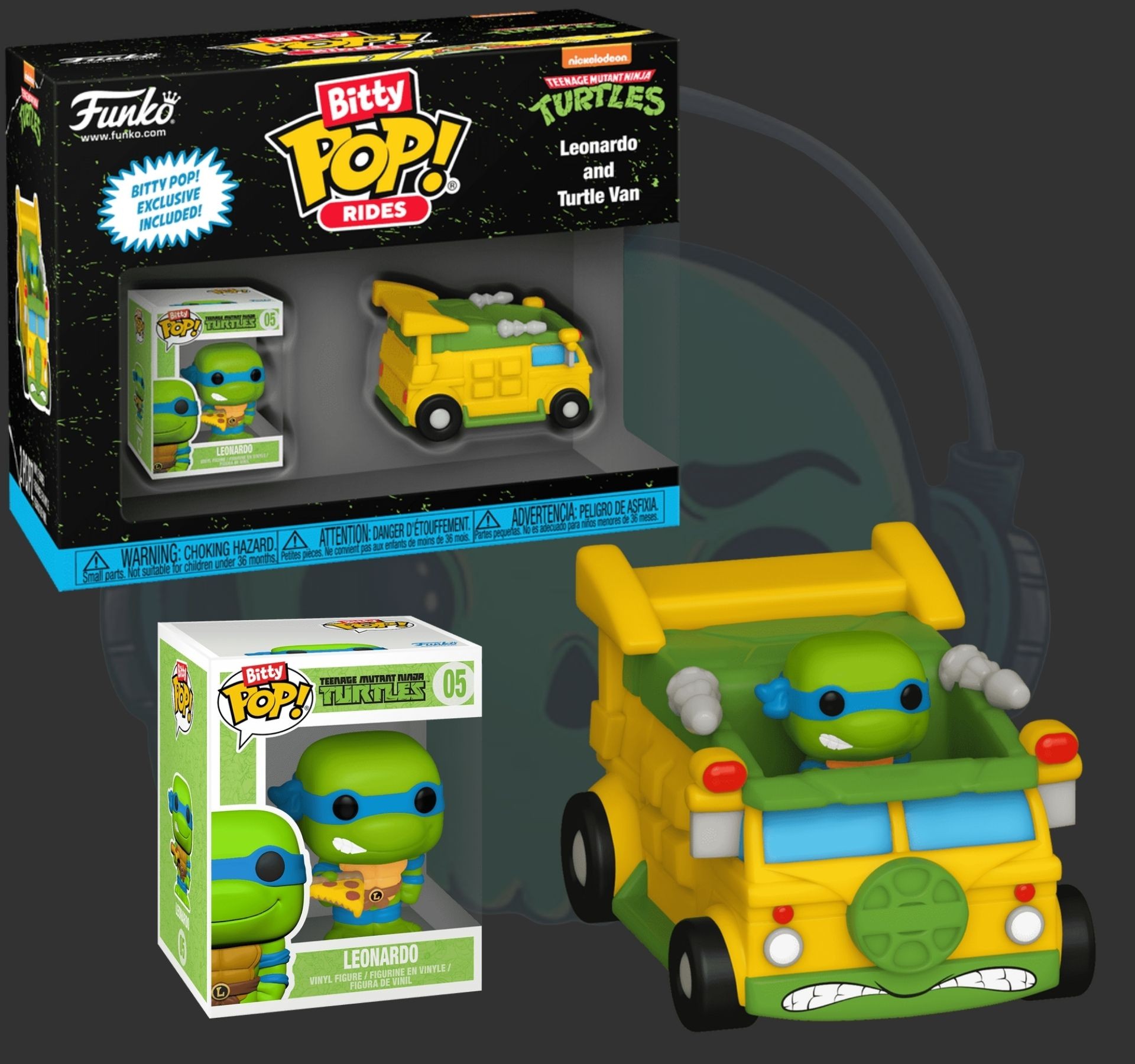 funko pop bitty ride TMNT Leonardo and Turtle Van